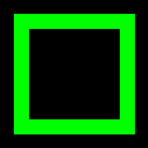A green square, which I built two versions of, using both floor/ceil and step functions