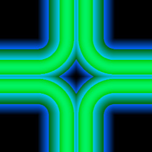 A cross made by manipulating a Distance Field