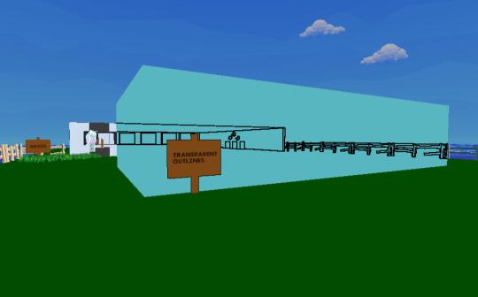 A screenshot of the open-air area in the demo level